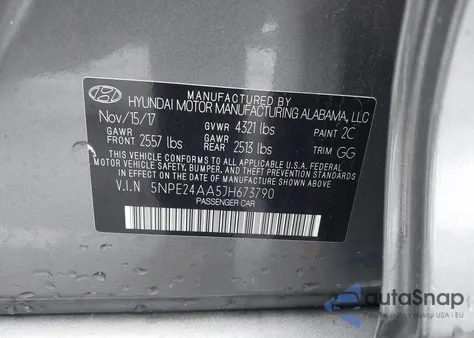 2018 Hyundai Sonata Eco из США, поврежденный, VIN 5NPE24AA5JH673790